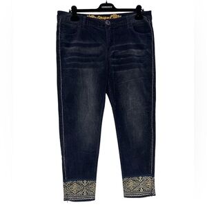 DESIGUAL Exotic Jeans Corduroy Sequins Cropped Pants